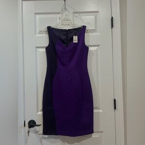 NWT Tahari Purple Front Black back Slenderizing Dress Size 6 original $238